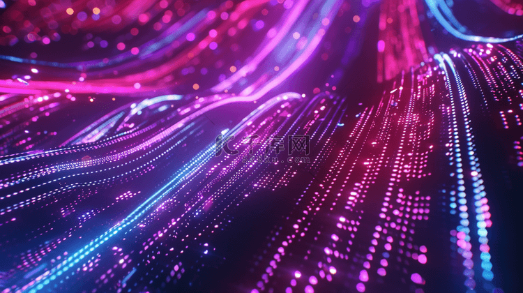 紫色汇聚光线光效科技感隧道的背