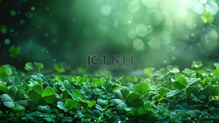 春天绿色的三叶草高清图片