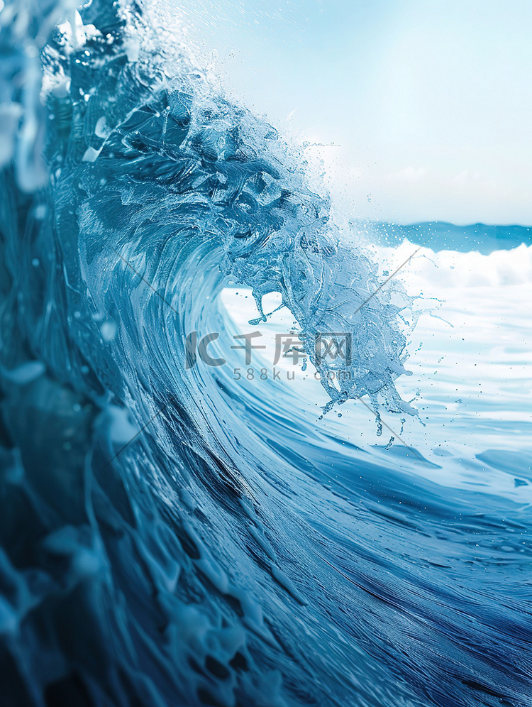 大海巨大的海浪浪花高清图片