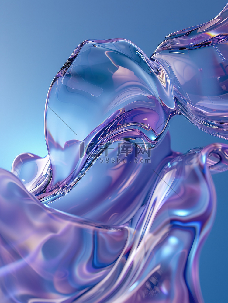 浅蓝色流动玻璃材料背景素材