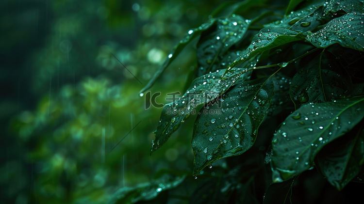 雨季森林下雨树叶的摄影7照片