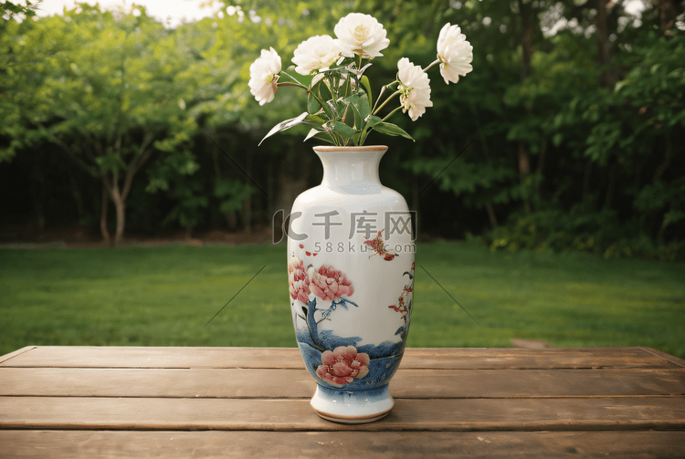 青花瓷瓷器花瓶摄影照片3