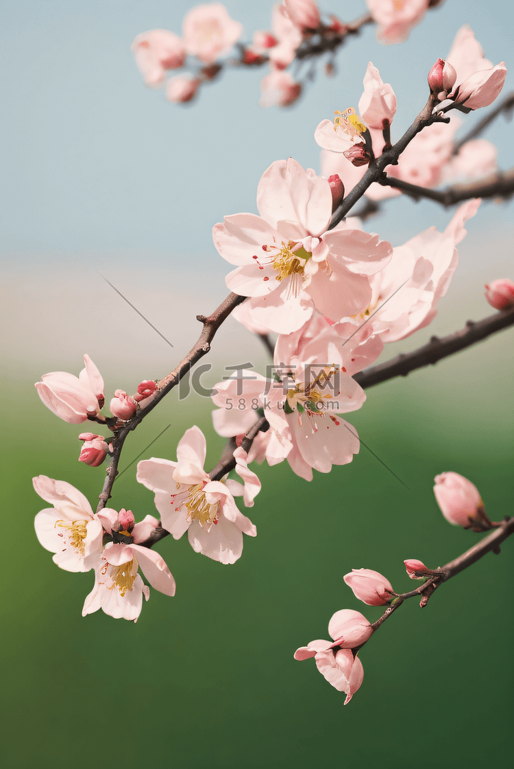 桃树上的桃花摄影配图