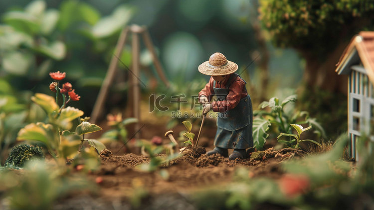 乡村生活农事活动模型立体描绘摄