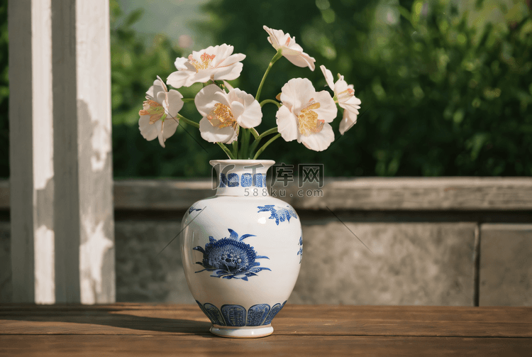 青花瓷瓷器花瓶摄影图片