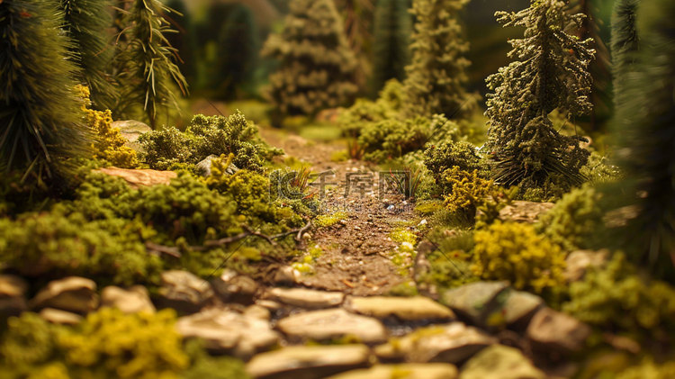 山林林间小路模型立体描绘摄影照