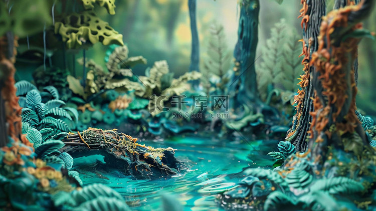 奇幻森林丛林模型立体描绘摄影照