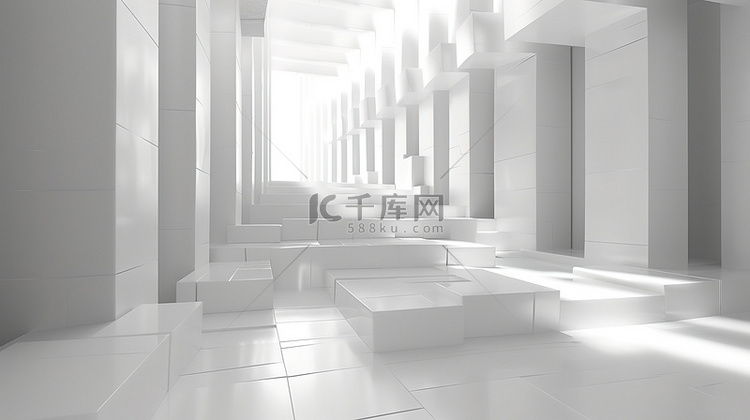 白色空间走廊纯色建筑背景图