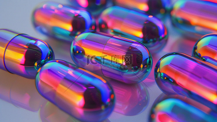 彩色玻璃彩钢瓶胶囊立体描绘摄影