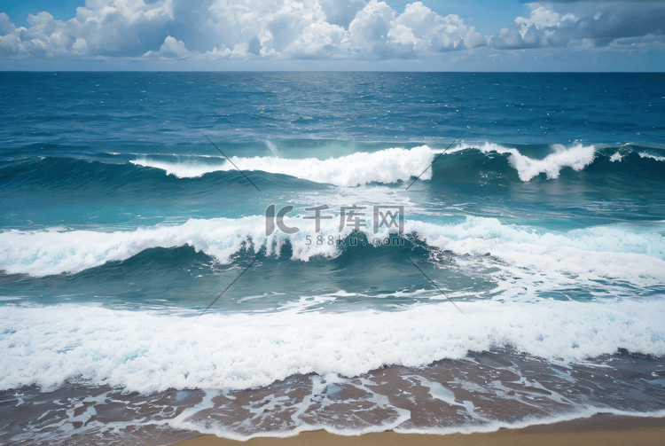 大海海浪浪花摄影图片
