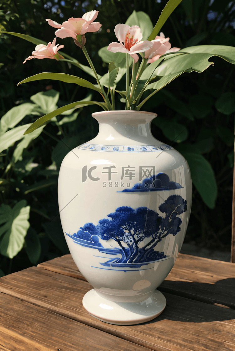 青花瓷瓷器花瓶摄影图3