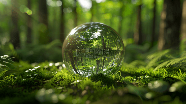 绿色森林里树木圆形圆球的背景15