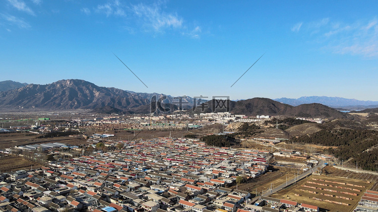 北京郊区密云村落房屋群航拍