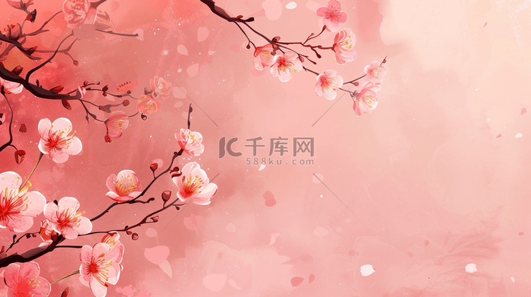 粉色中国风盛开的樱花背景2