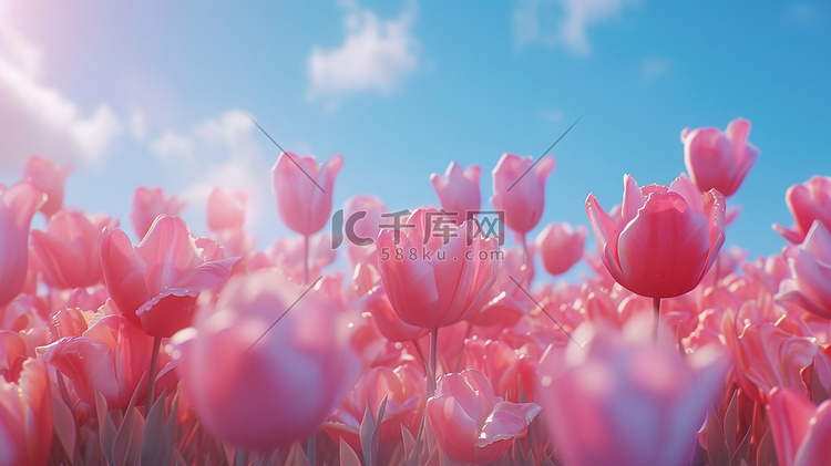 蓝天下花朵花丛的摄影16高清图片