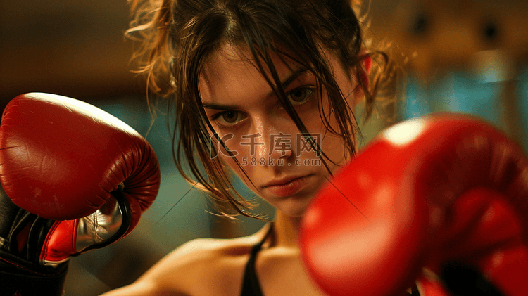 女性进行拳击运动