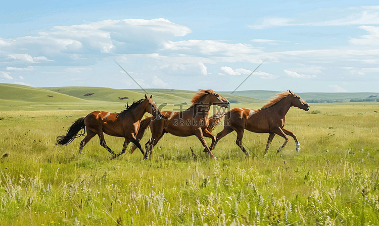 草原奔跑的马