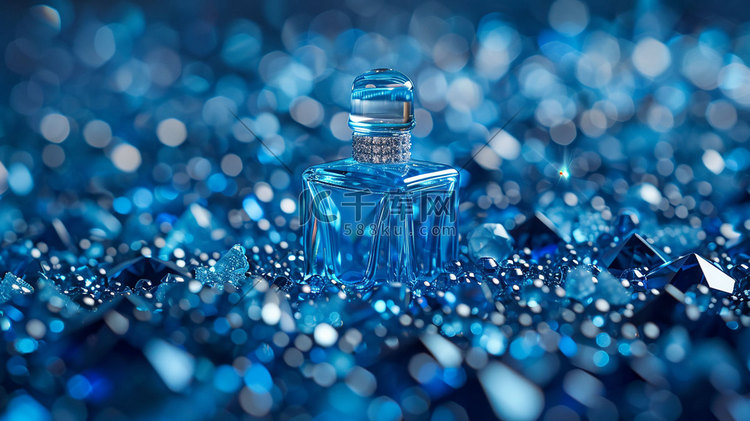 数字艺术蓝色水晶小瓶立体描绘摄
