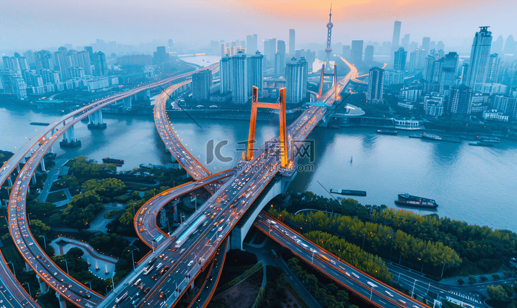 航拍上海延安高架桥