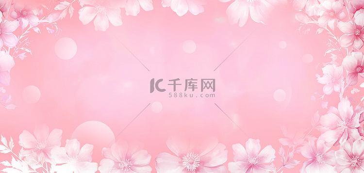 花朵背景手绘粉色横图