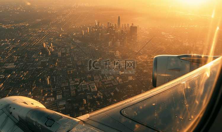 飞机上俯瞰城市