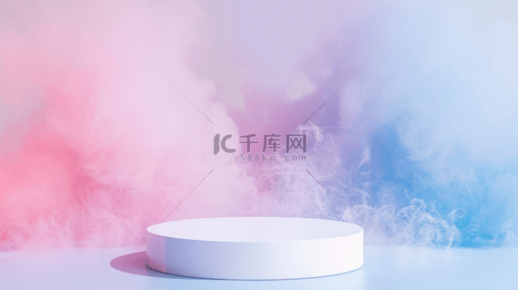 粉色云雾3D渲染产品展台背景