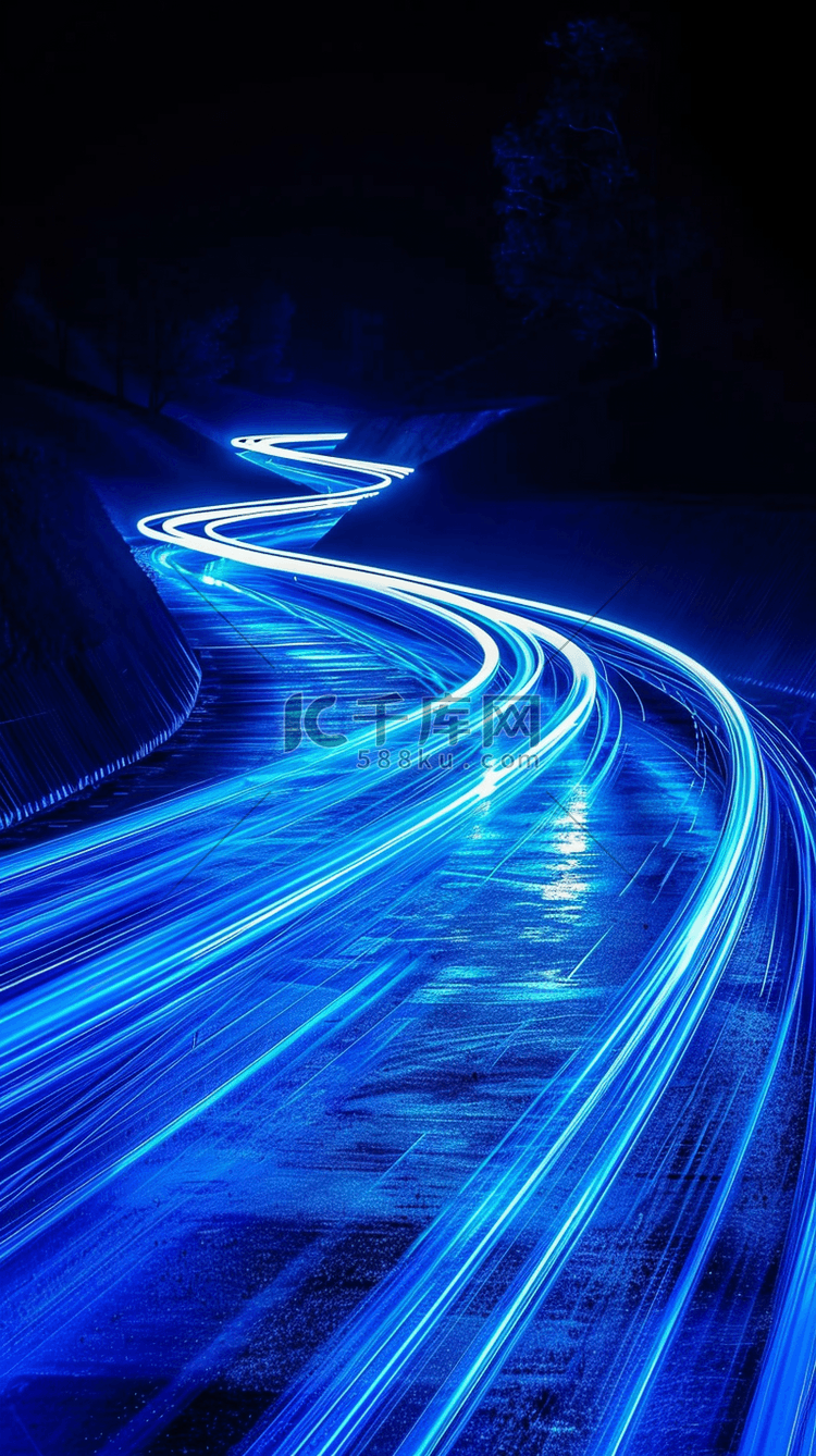 蓝色科技流动速度光纤粒子光效背