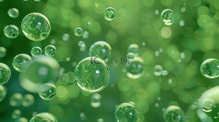 绿色的泡泡在空中飘浮设计图
