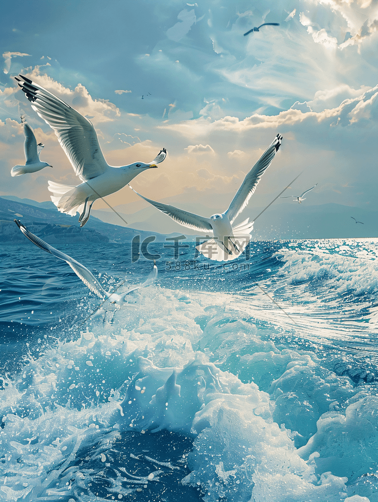 爱琴海上飞翔的海鸥