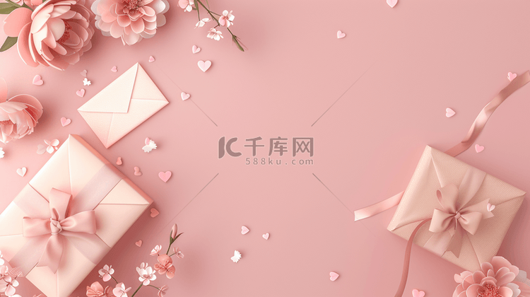粉色母亲节花朵信封背景