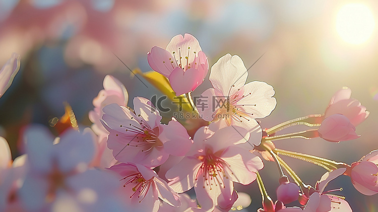 美丽的樱花清晨的阳光摄影配图