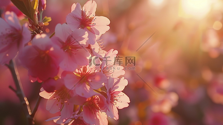 美丽的樱花清晨的阳光图片