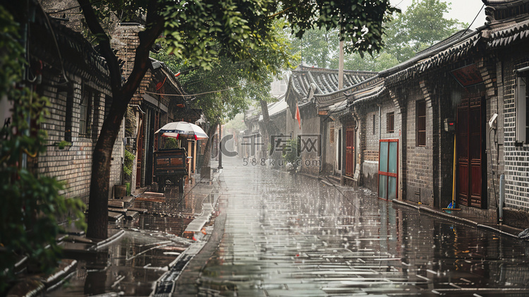 雨季古建筑街道的摄影56摄影图