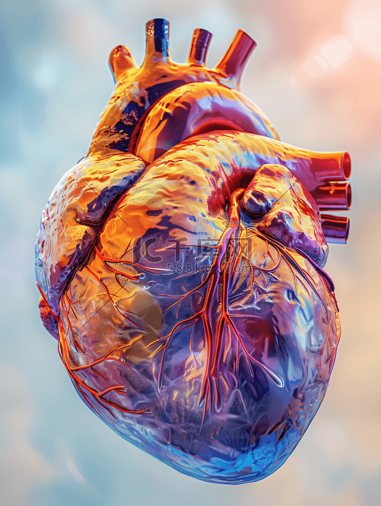 人类心脏的3D合成图