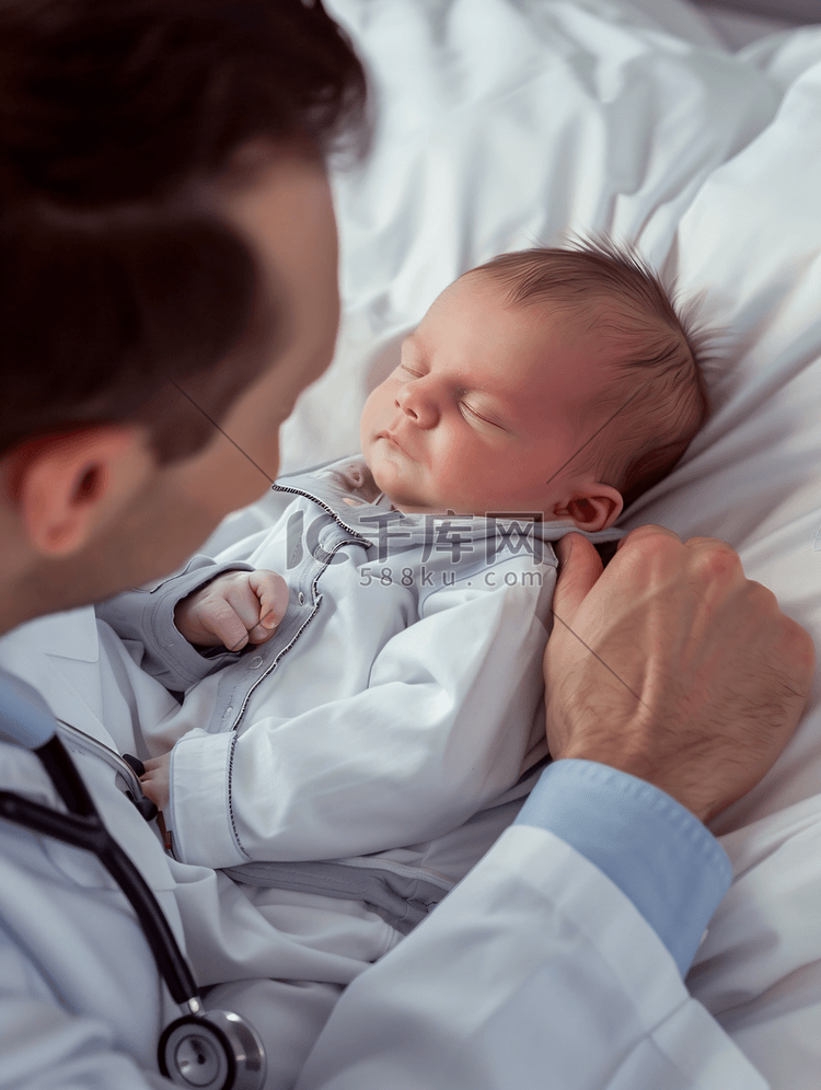 医生示范检查婴儿呼吸动作