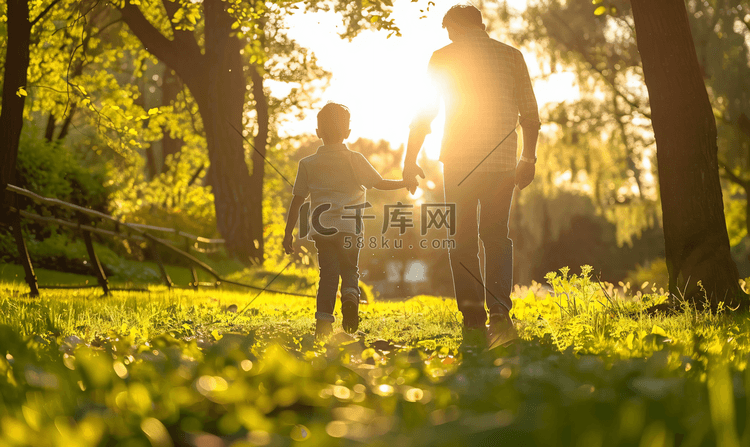 公园父子牵手