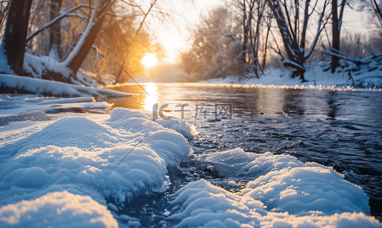 冰雪河流风景