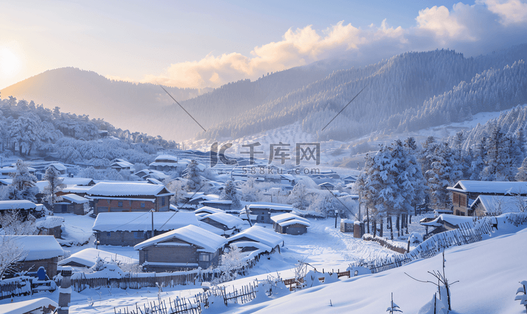 东北亚布力清晨的雪景