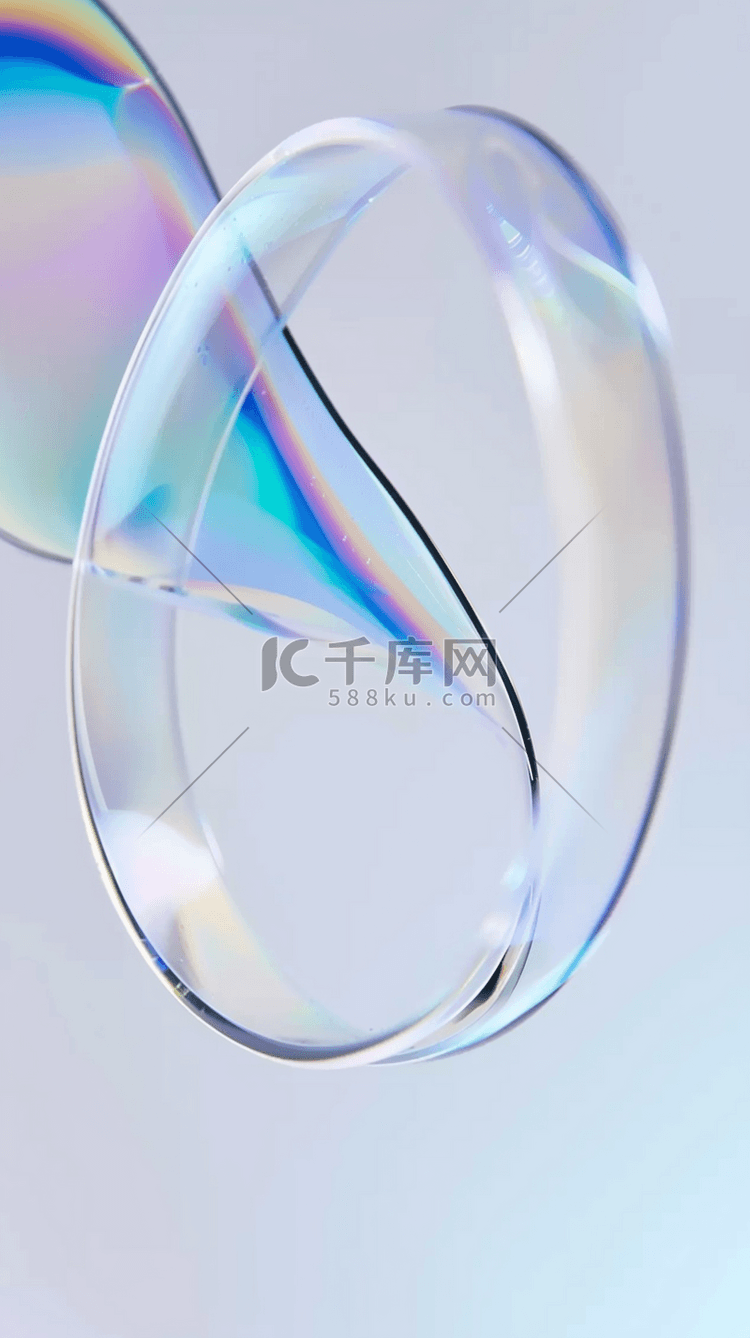 浅蓝银色透明质感流动变幻的玻璃