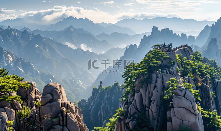 旅游远眺黄山风光风景