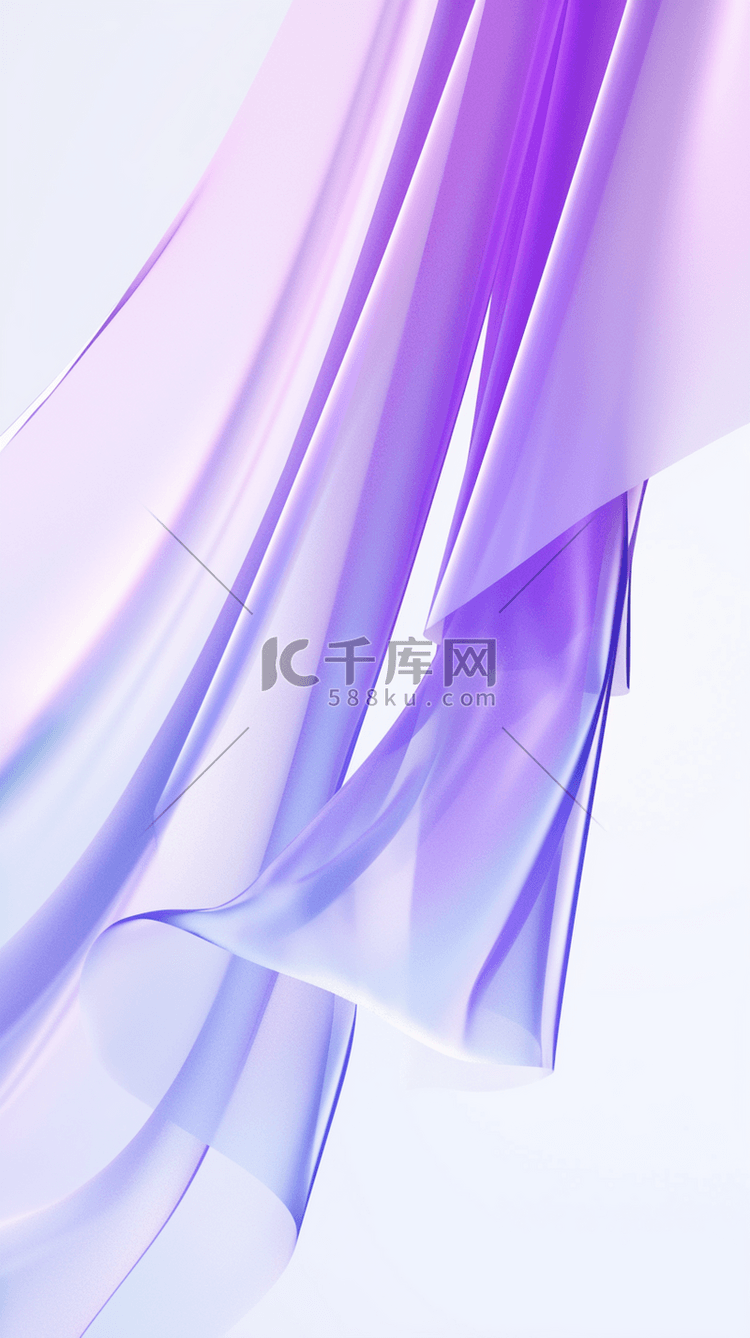 透明紫色3D渲染流动变幻的玻璃