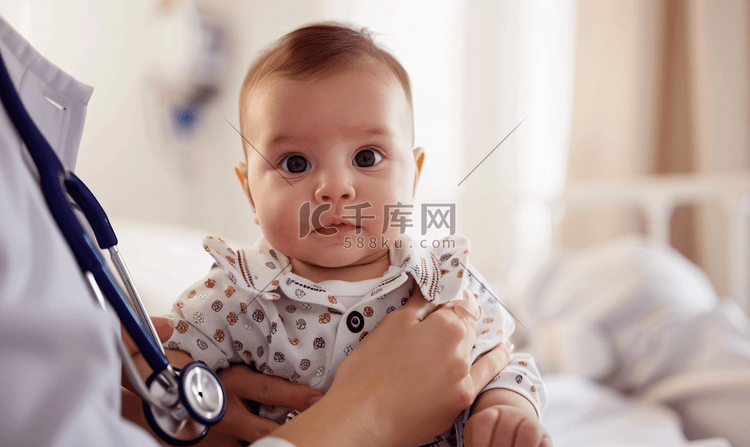 医生示范检查婴儿呼吸动作