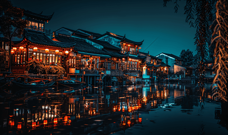 西塘夜景传统建筑