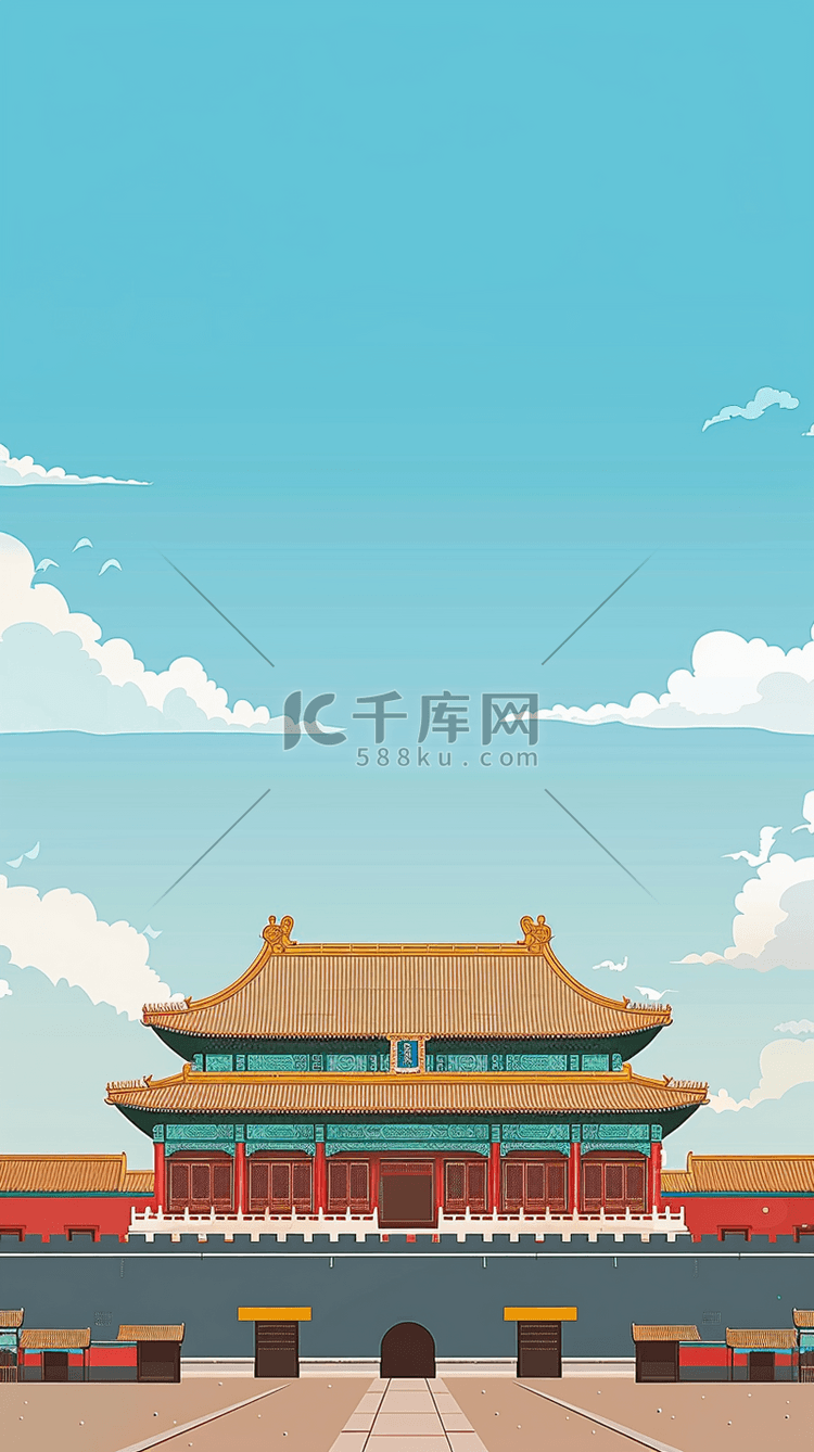 国风语文课本封面故宫建筑背景