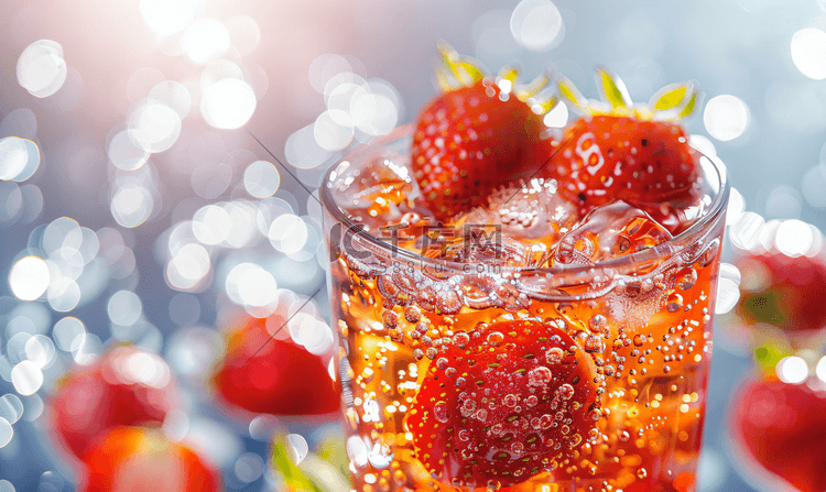 水果茶冰饮草莓气泡水