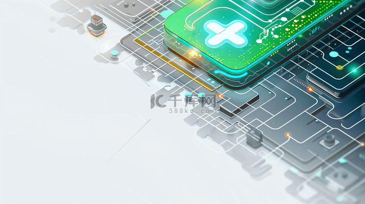 数字健康和医疗技术的3D插图