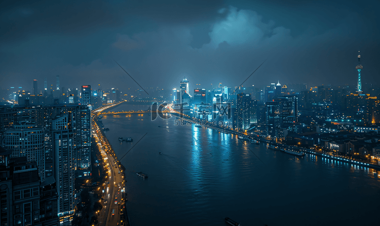 俯瞰上海五角场的夜景