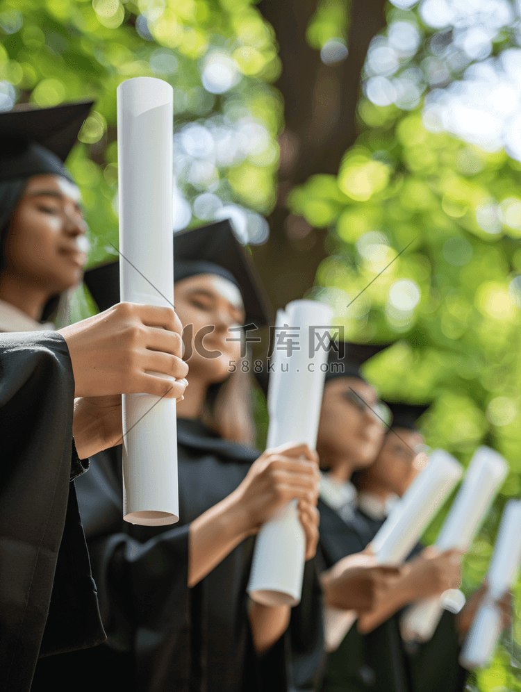 手拿证书的毕业大学生特写