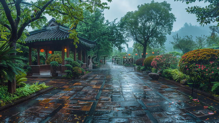 雨季风景景区的摄影照片