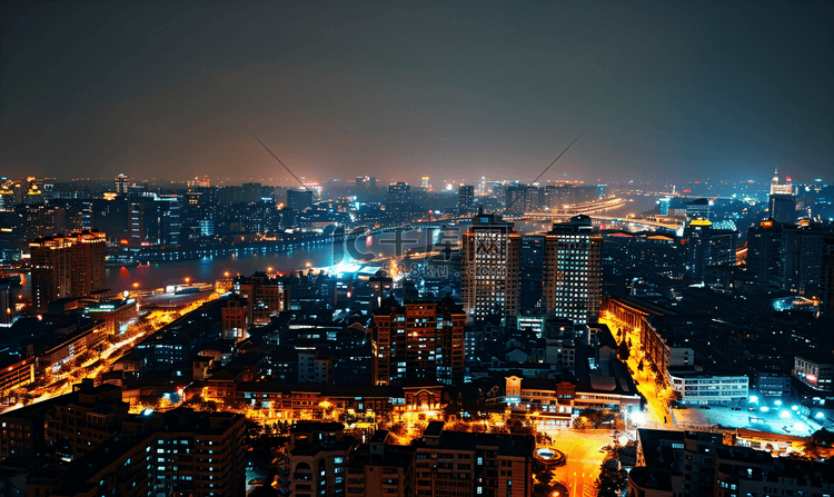 俯瞰上海五角场的夜景